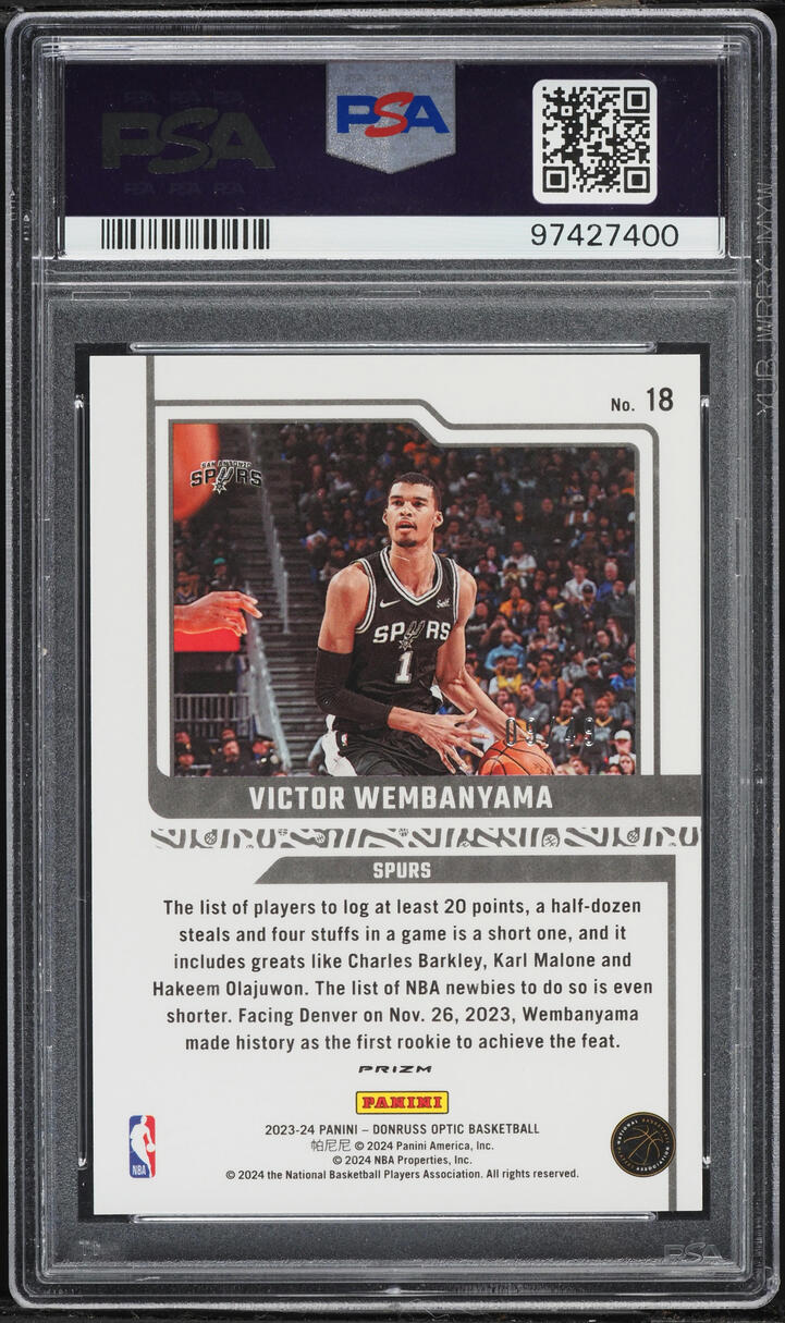 2023 Donruss Optic Elite Dominators Blue Victor Wembanyama ROOKIE #18 PSA 10 GEM MINT