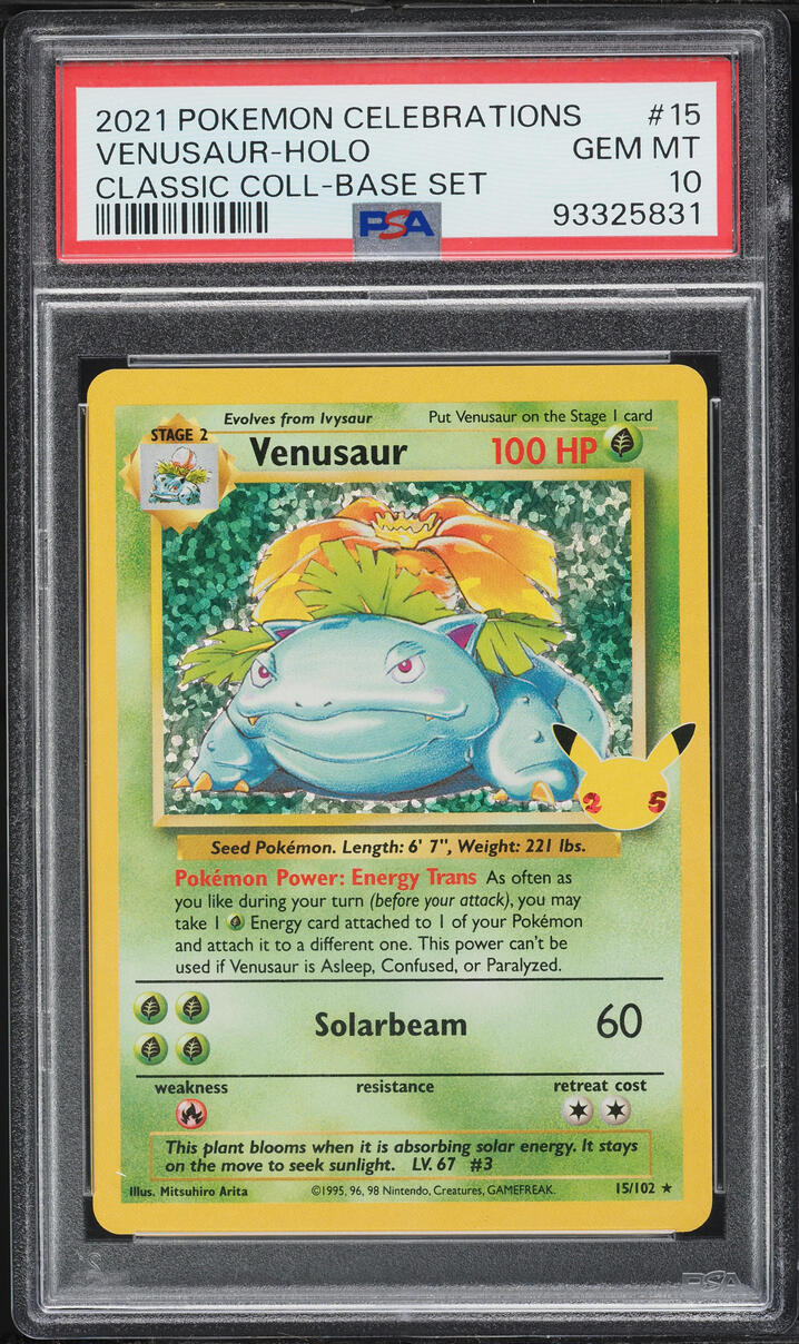 2021 Pokemon Sword & Shield Celebrations Classic Collection Holo Venusaur #15 PSA 10 GEM MINT