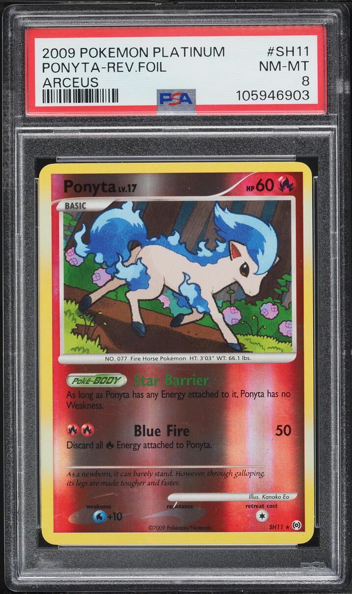 2009 Pokemon Platinum Arceus Reverse Holo Ponyta #SH11 PSA 8 NM-MT