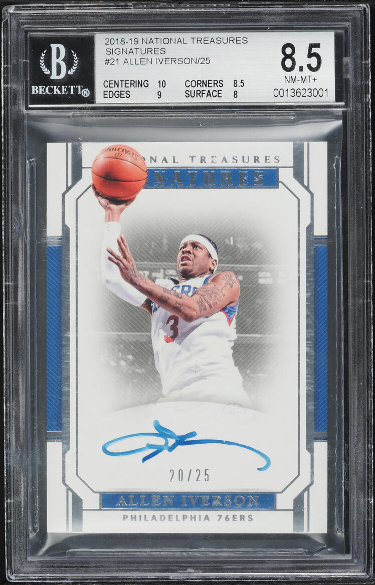 2018 National Treasures Allen Iverson AUTO /25 #SG-AIV BGS 8.5 NM-MT+