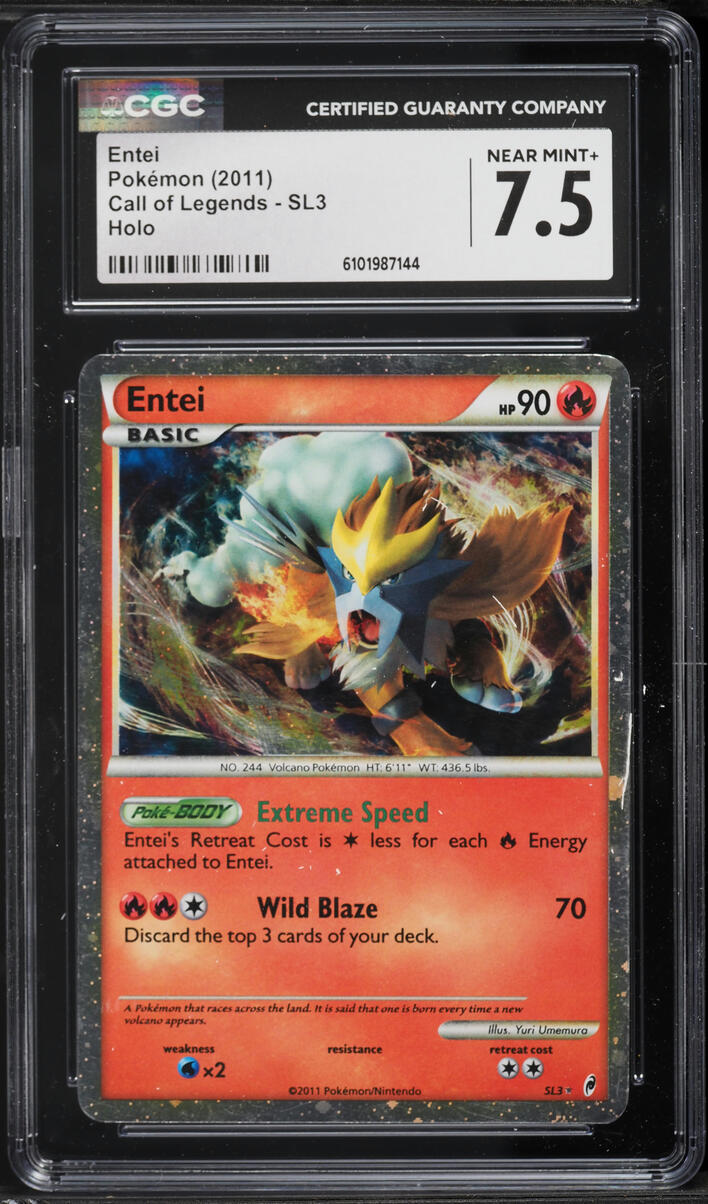2011 Pokemon Call Of Legends Holo Entei #SL3 CGC 7.5 NRMT+