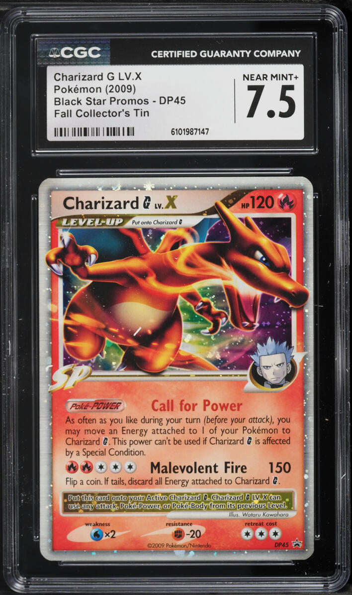 2009 Pokemon Black Star Promo Fall Collector's Tin Holo Charizard G LV. X #DP45 CGC 7.5 NRMT+