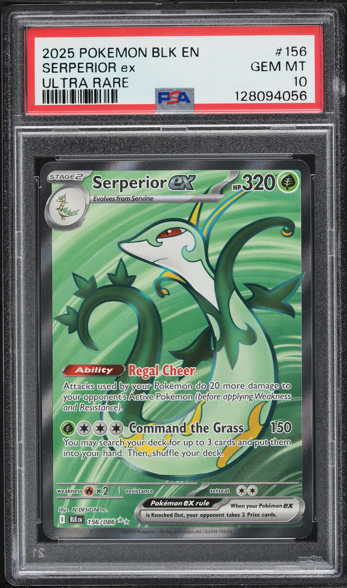 2025 Pokemon Scarlet & Violet Black Bolt Full Art Serperior Ex #156 PSA 10 GEM MINT