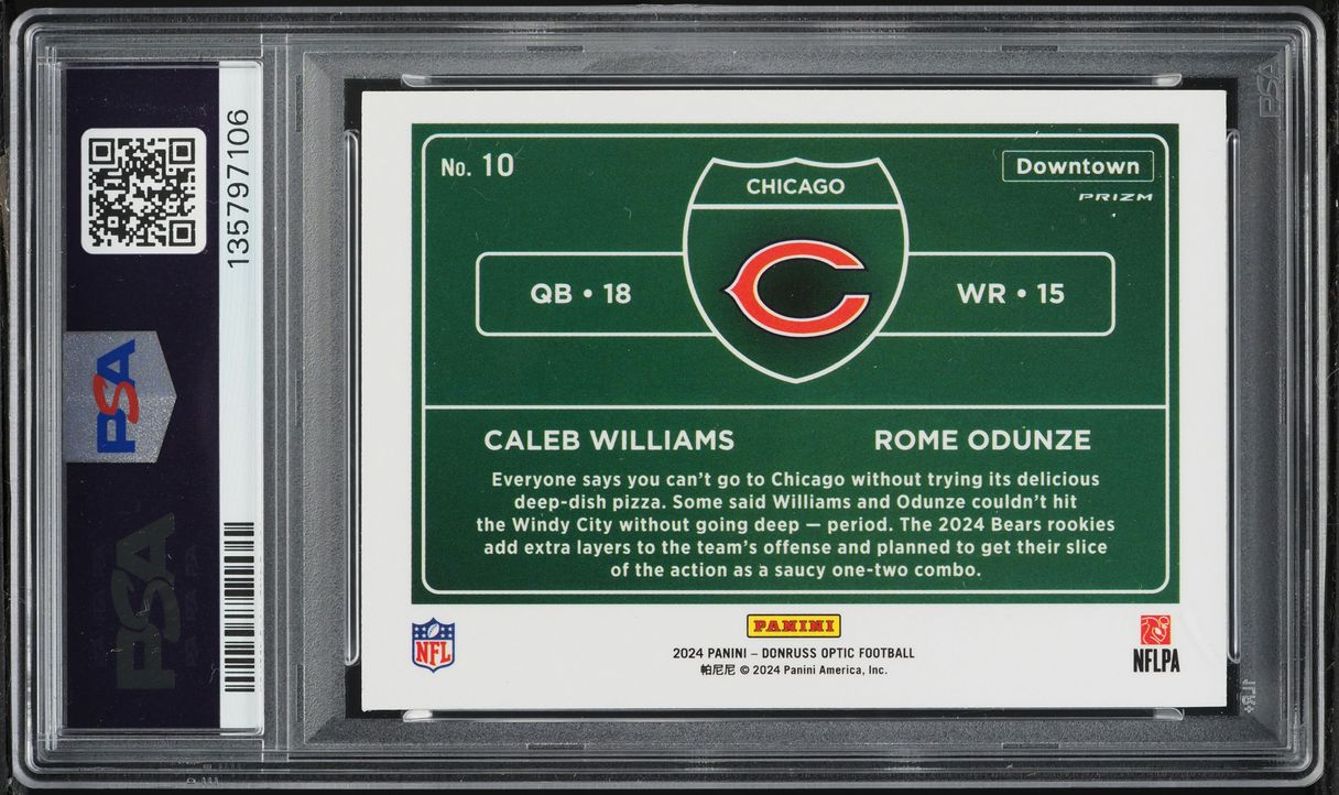 2024 Donruss Optic Downtown Duos Caleb Williams Rome Odunze ROOKIE #10 PSA 9 MINT