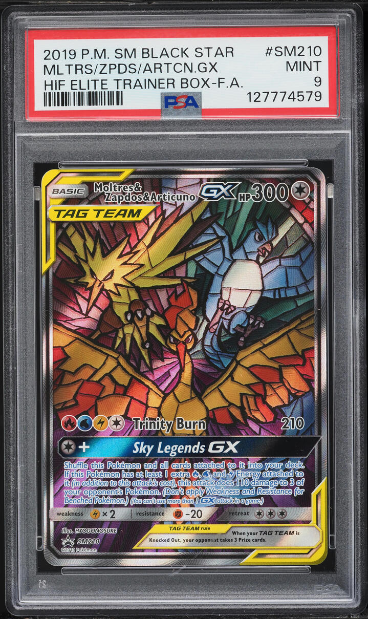 2019 Pokemon SM Promo Hidden Fates Alt Art Moltres Zapdos Articuno GX #SM210 PSA 9 MINT