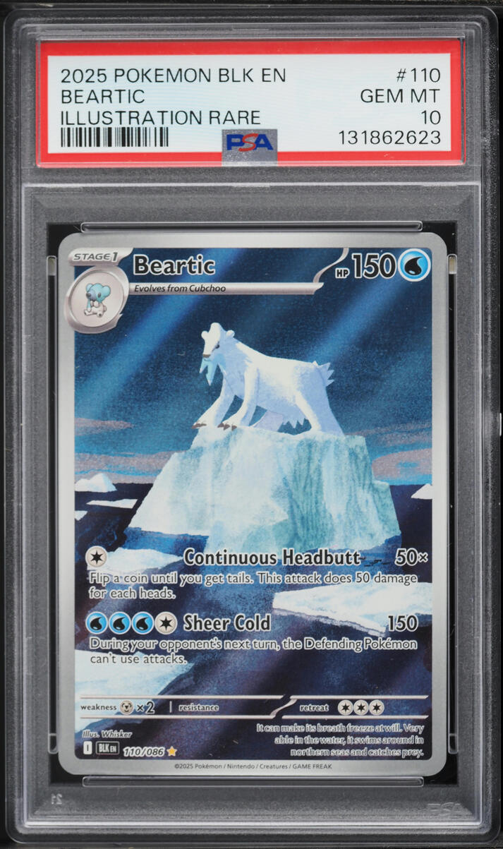 2025 Pokemon Black Bolt IR Beartic #110 PSA 10 GEM MINT