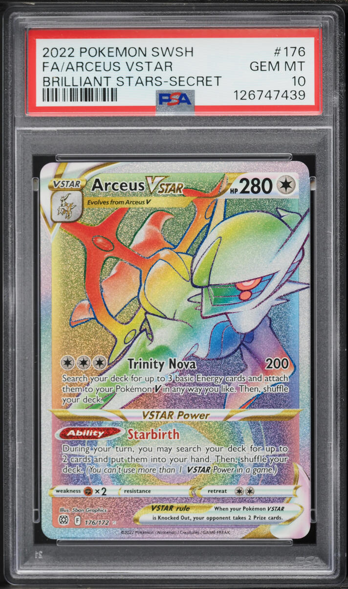 2022 Pokemon Sword & Shield Brilliant Stars Rainbow Rare Arceus VSTAR #176 PSA 10 GEM MINT