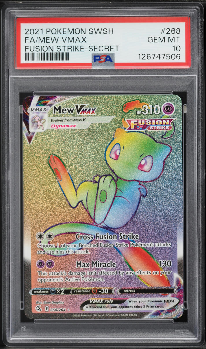 2021 Pokemon Sword & Shield Fusion Strike Rainbow Rare Mew VMAX #268 PSA 10 GEM MINT