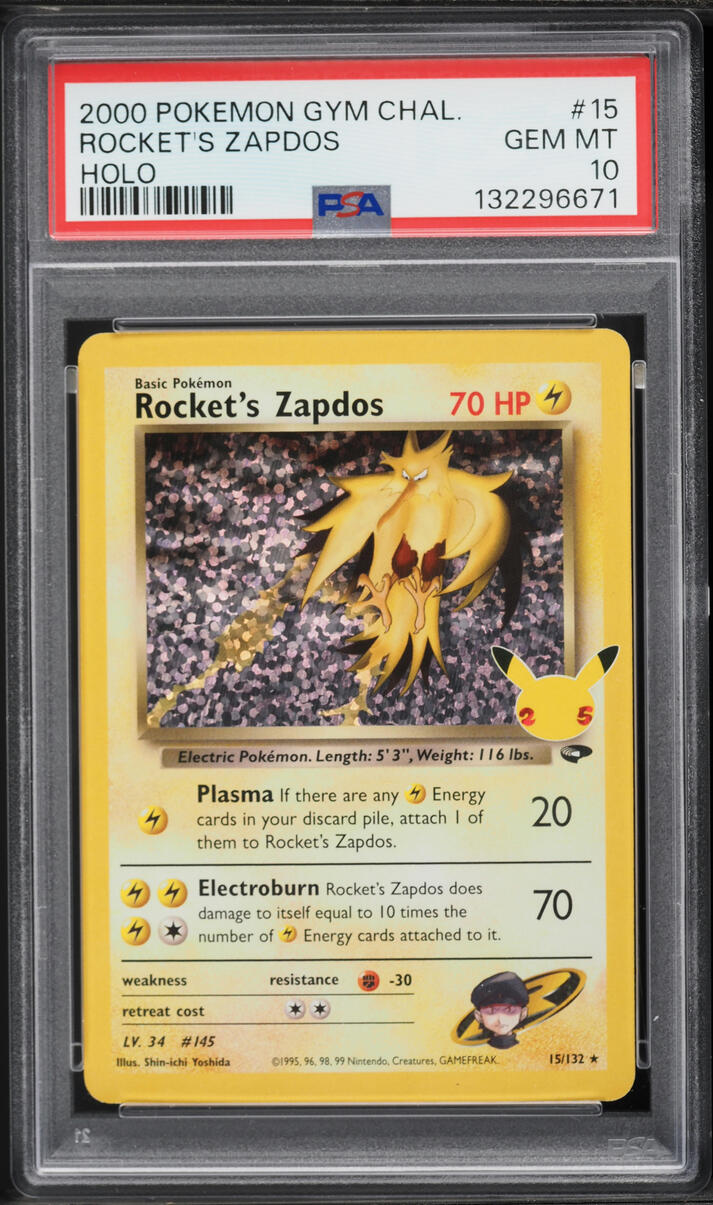 2000 Pokemon Gym Challenge Holo Rocket's Zapdos #15 PSA 10 GEM MINT