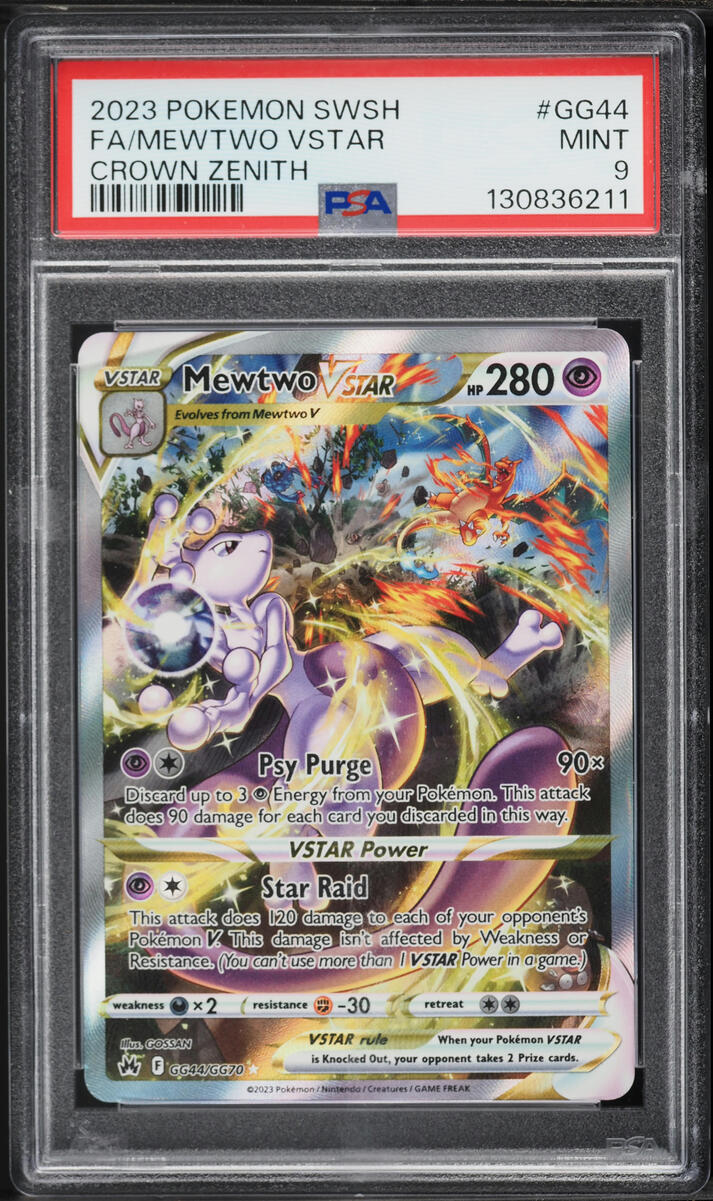 2023 Pokemon Sword & Shield Crown Zenith Full Art Mewtwo VSTAR #GG44 PSA 9 MINT