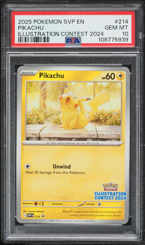 2025 Pokemon Scarlet & Violet Promo Illustration Contest Pikachu #214 PSA 10 GEM MINT