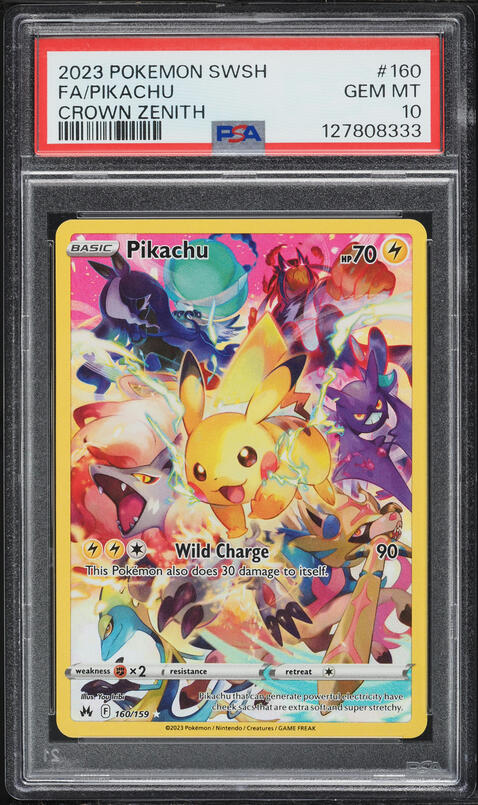 2023 Pokemon Sword & Shield Crown Zenith SEC Pikachu #160 PSA 10
