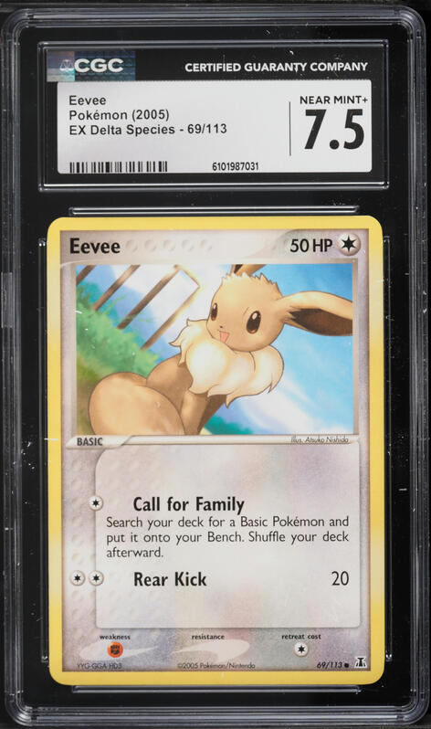 2005 Pokemon Ex Delta Species Eevee #69 CGC 7.5 NRMT+