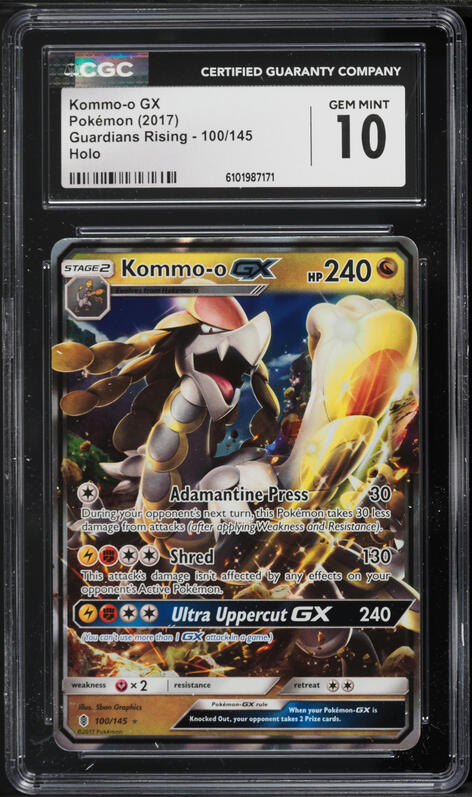 2017 Pokemon Sun & Moon Guardians Rising Holo Kommo-o GX #100 CGC 9.5 MINT+  on Fanatics Collect