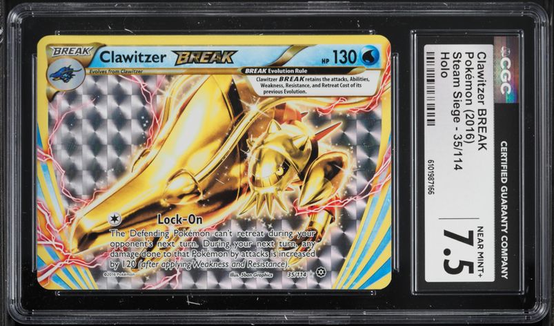 2016 Pokemon XY Steam Siege Alt Art Clawitzer BREAK #35 CGC 7.5 NRMT+