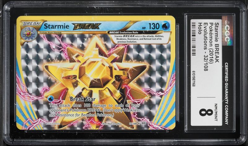 2016 Pokemon XY Evolutions Off-Center Alt Art Starmie BREAK #32 CGC 8 NM-MT