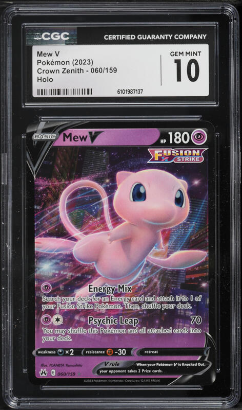 2023 Pokemon Sword & Shield Crown Zenith Full Art Mew V #60 CGC 10 GEM MINT