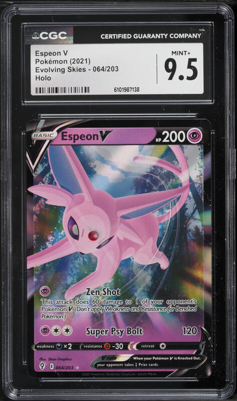 2021 Pokemon Sword & Shield Evolving Skies Full Art Espeon V #64 CGC 9.5 MINT+