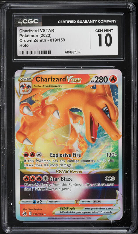 2023 Pokemon Sword & Shield Crown Zenith Holo Charizard VSTAR #19 CGC 10 GEM MINT