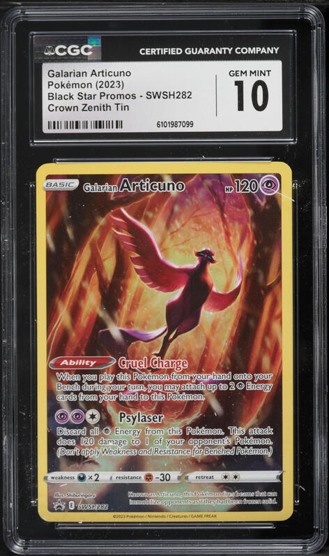 2023 Pokemon SWSH Promo Crown Zenith Tin Alt Art Galarian Articuno #SWSH282 CGC 10 GEM MINT