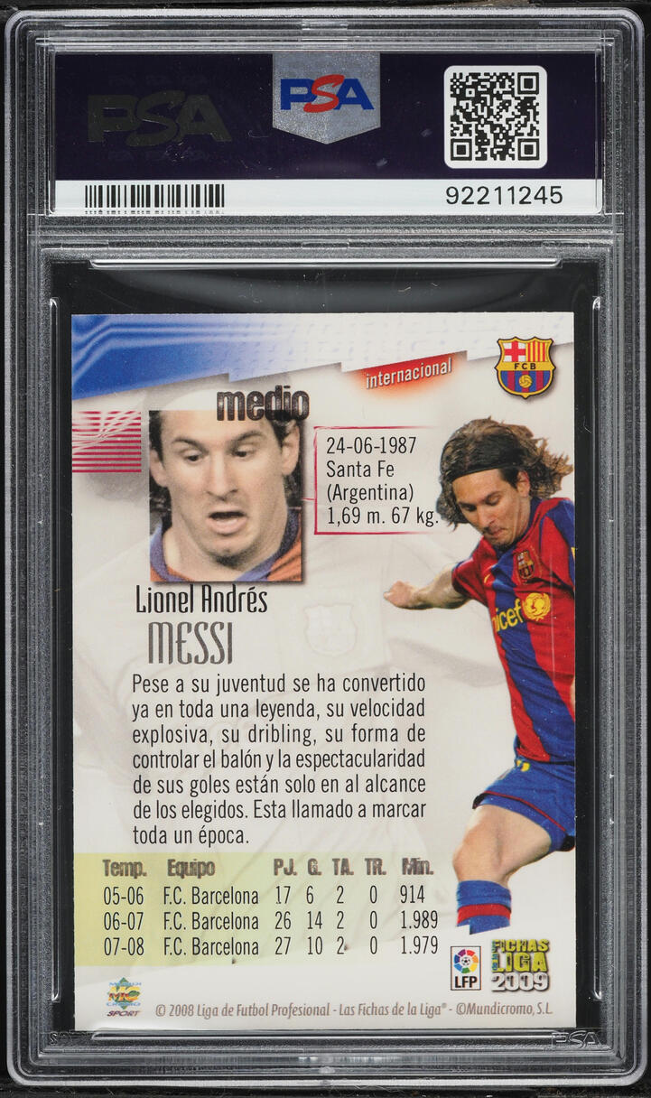 2008 Mundicromo Las Fichas De La Liga Lionel Messi #74 PSA 10 GEM MINT