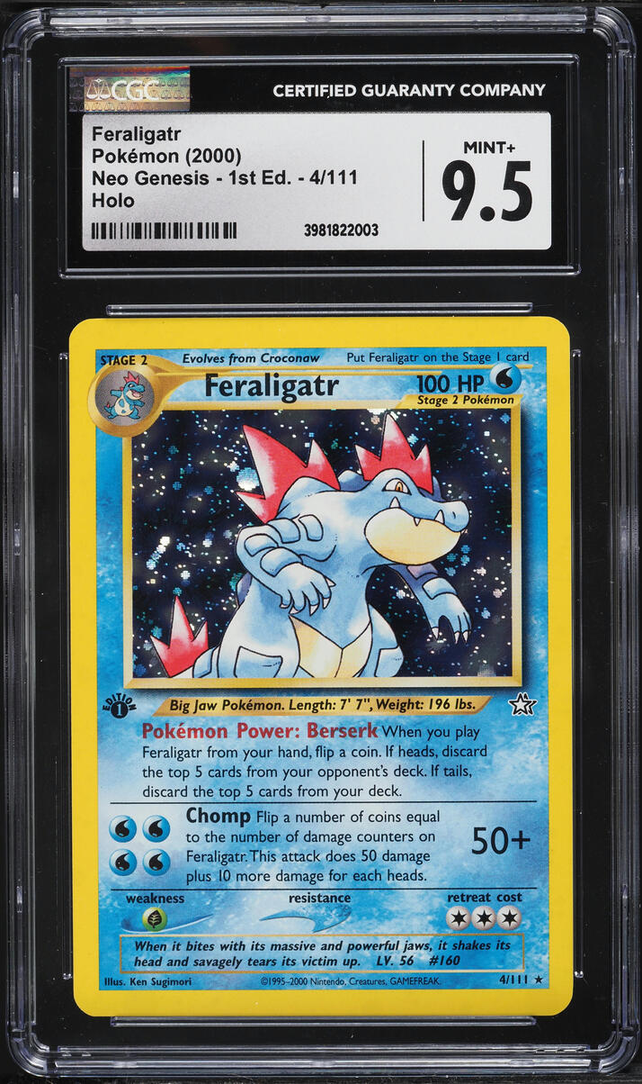 2000 Pokemon Neo Genesis 1st Edition Holo Feraligatr #4 CGC 9.5 MINT+