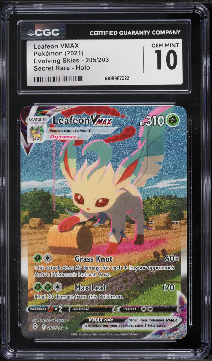 2021 Pokemon Sword & Shield Evolving Skies SEC Leafeon VMAX #205 CGC 10 GEM MINT
