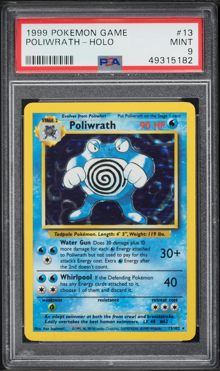 1999 Pokemon Base Set Holo Poliwrath #13 PSA 9 MINT