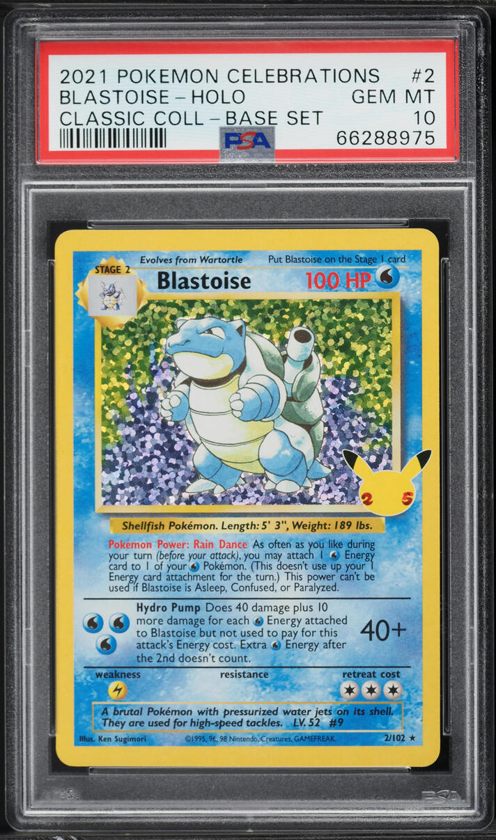 2021 Pokemon SWSH Celebrations Classic Collection Holo Blastoise #2 PSA 10 GEM MINT