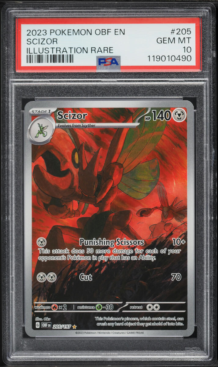 2023 Pokemon Scarlet & Violet Obsidian Flames IR Scizor #205 PSA 10 GEM MINT