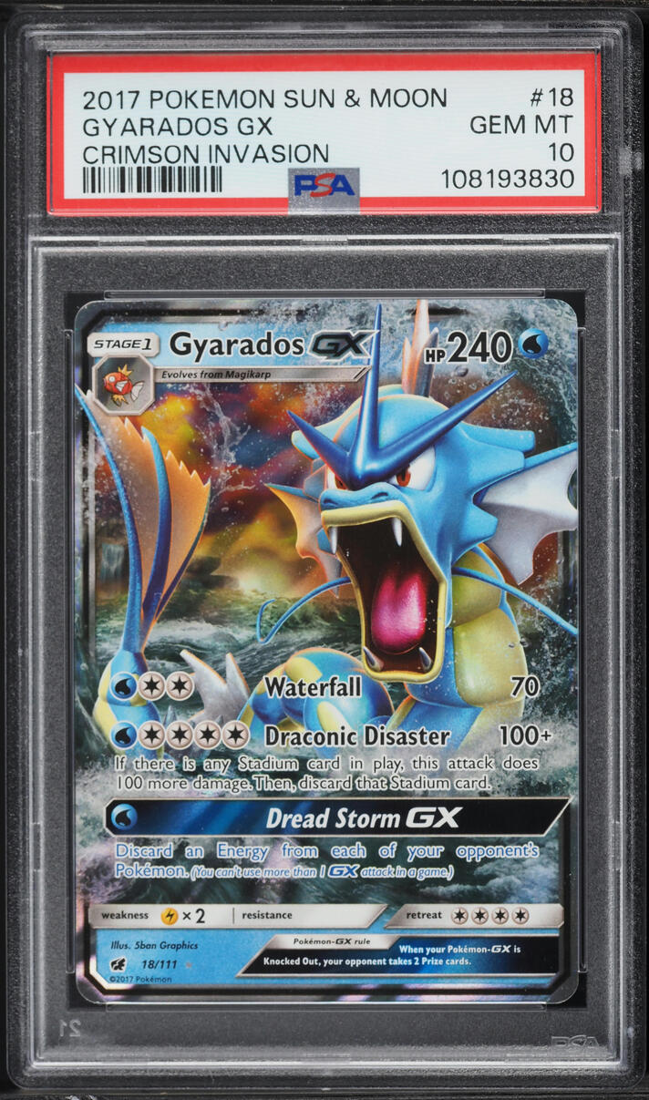 2017 Pokemon Sun & Moon Crimson Invasion Gyarados GX #18 PSA 10 GEM MINT