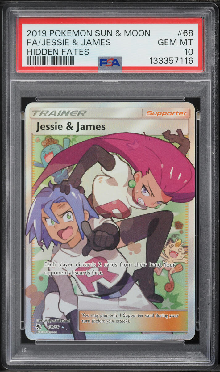 2019 Pokemon Sun & Moon Hidden Fates Full Art Jessie & James #68 PSA 10 GEM MINT