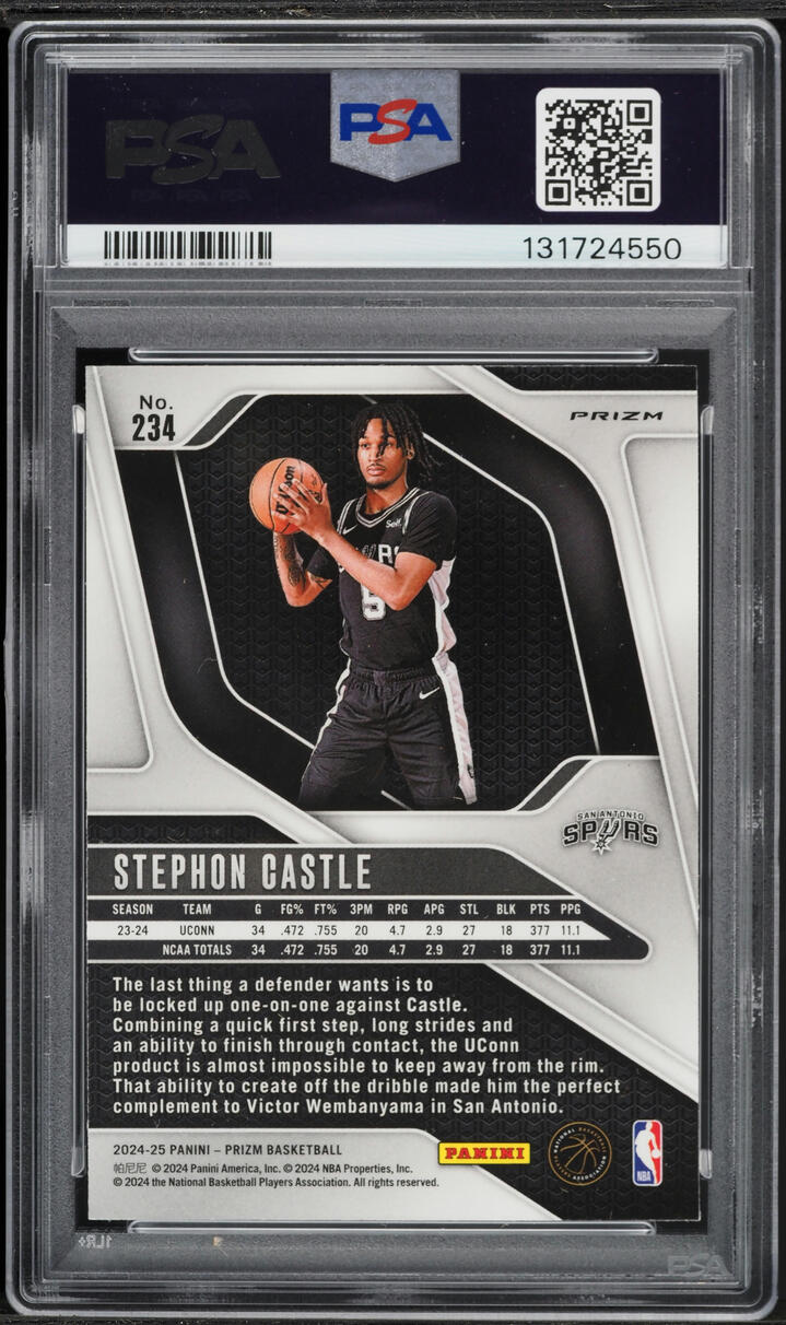 2024 Panini Prizm Red Ice Stephon Castle ROOKIE #234 PSA 7 NRMT