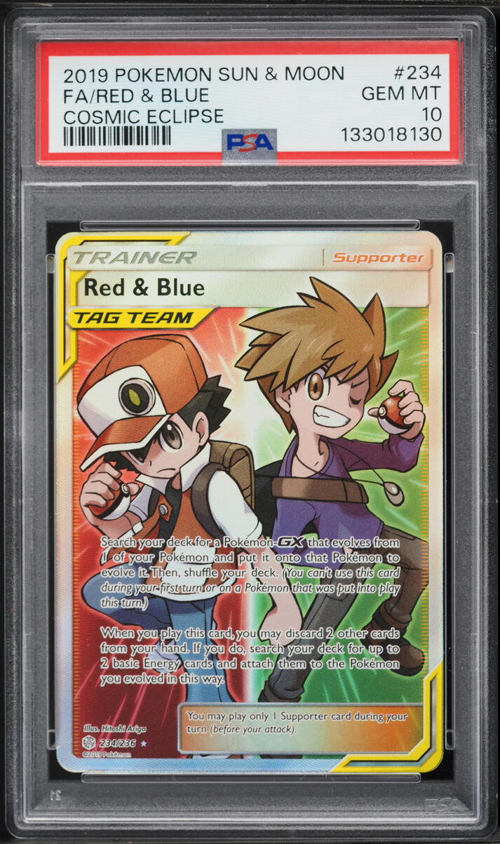 2019 Pokemon Sun & Moon Cosmic Eclipse Full Art Red & Blue #234 PSA 10 GEM MINT