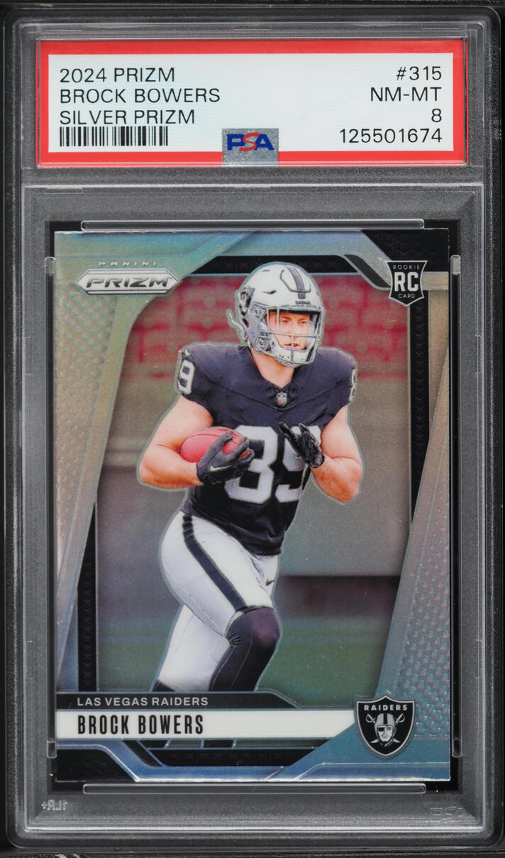 2024 Panini Prizm Silver Brock Bowers ROOKIE #315 PSA 8 NM-MT