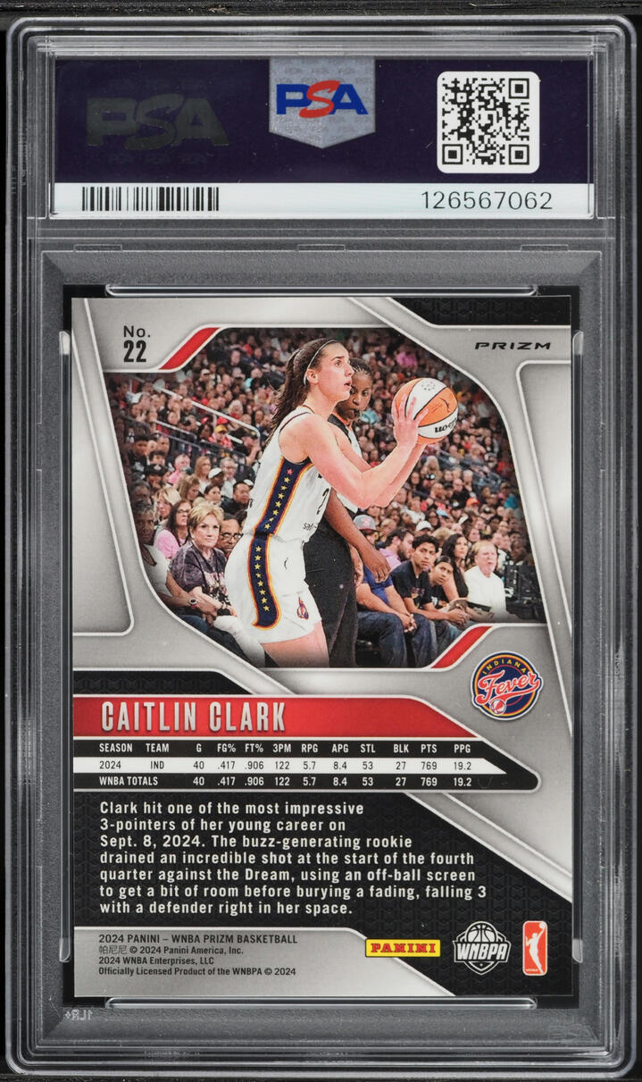2024 Panini Prizm WNBA Logo Caitlin Clark ROOKIE #22 PSA 9 MINT