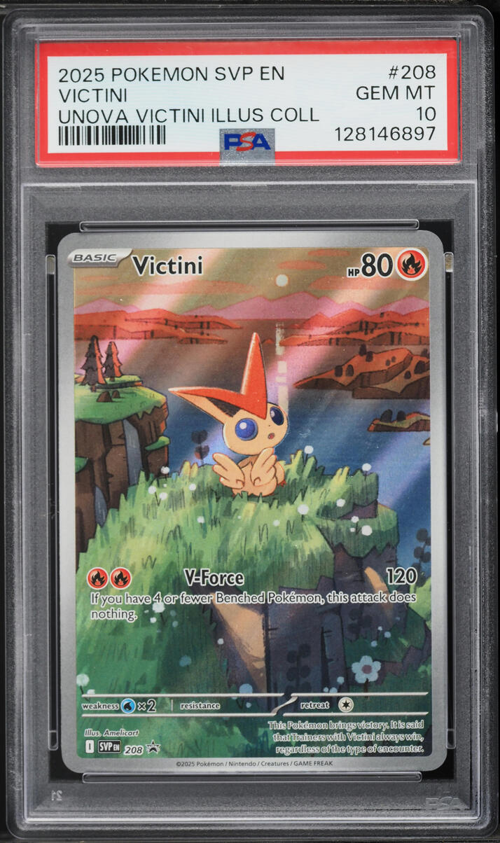2025 Pokemon Scarlet & Violet Promo Unova Illustration Full Art Victini #208 PSA 10 GEM MINT