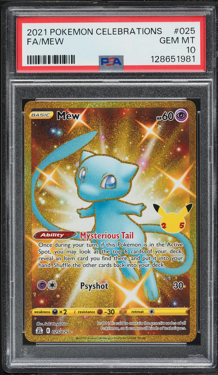 2021 Pokemon Sword & Shield Celebrations Gold Rare Mew #25 PSA 10 GEM MINT