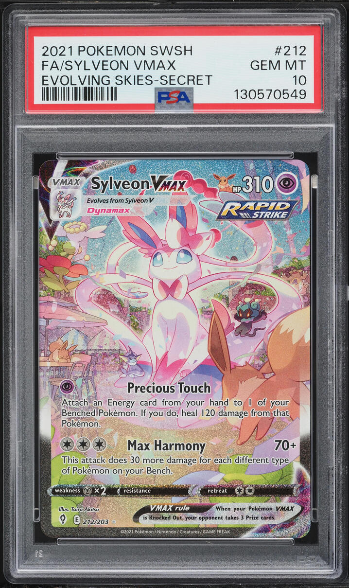2021 Pokemon Sword & Shield Evolving Skies Alt Art Sylveon VMAX #212 PSA 10 GEM MINT