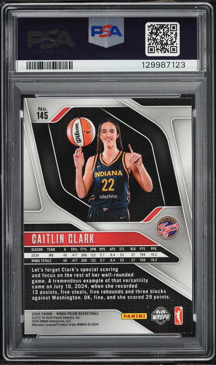 2024 Panini Prizm WNBA Caitlin Clark ROOKIE #145 PSA 9 MINT