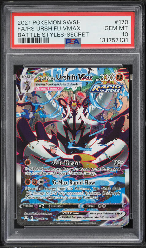 2021 Pokemon Sword & Shield Battle Styles SEC Rapid Strike Urshifu VMAX #170 PSA 10 GEM MINT