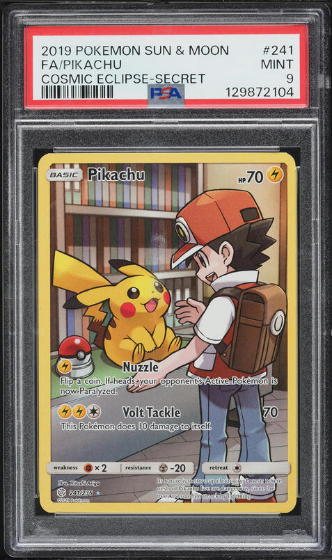 2019 Pokemon Sun & Moon Cosmic Eclipse SEC Pikachu #241 PSA 9 MINT