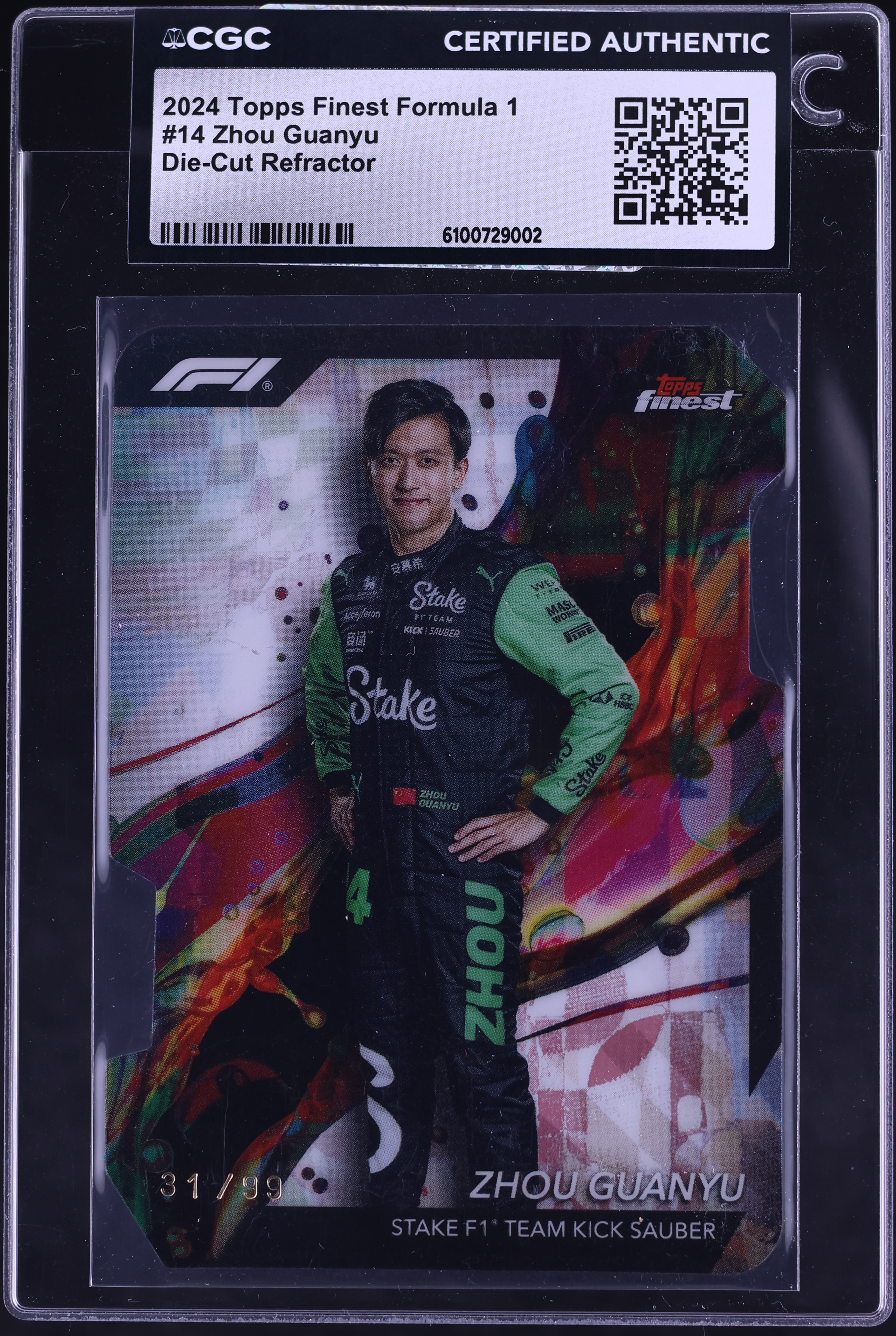 2024 Finest Formula 1 F1 Refractor Die-Cut Zhou Guanyu /99 #14 CGC