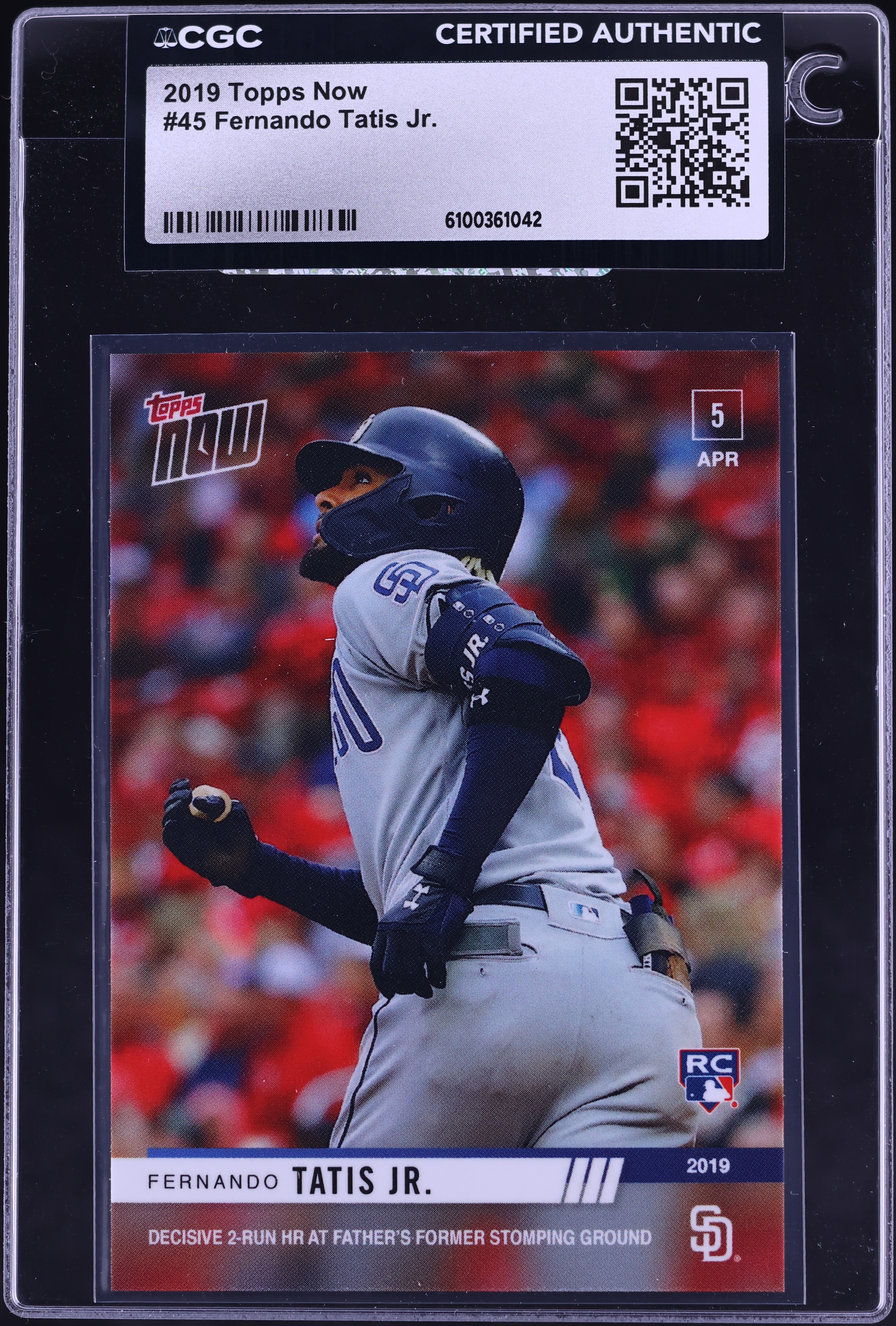 2019 Topps Now Fernando Tatis Jr. ROOKIE #45 CGC AUTH on Fanatics 