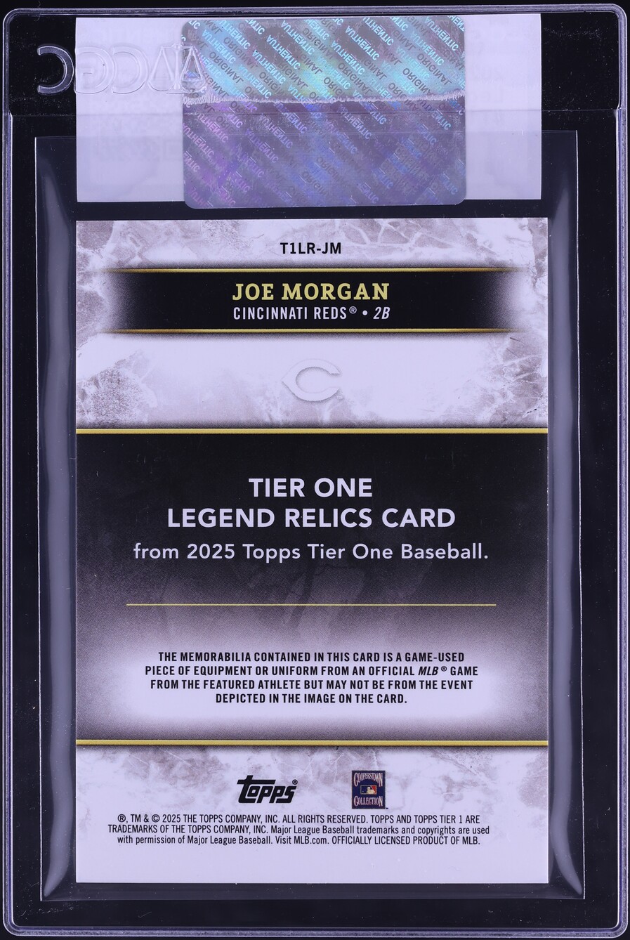 2025 Topps Tier One Legend Joe Morgan RELIC /99 #T1LR-JM CGC AUTH