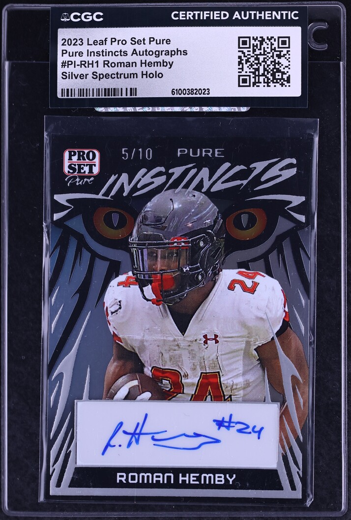 2023 Leaf Pro Set Pure Instincts Silver Spectrum Holo Roman Hemby ROOKIE AUTO /10 CGC AUTH