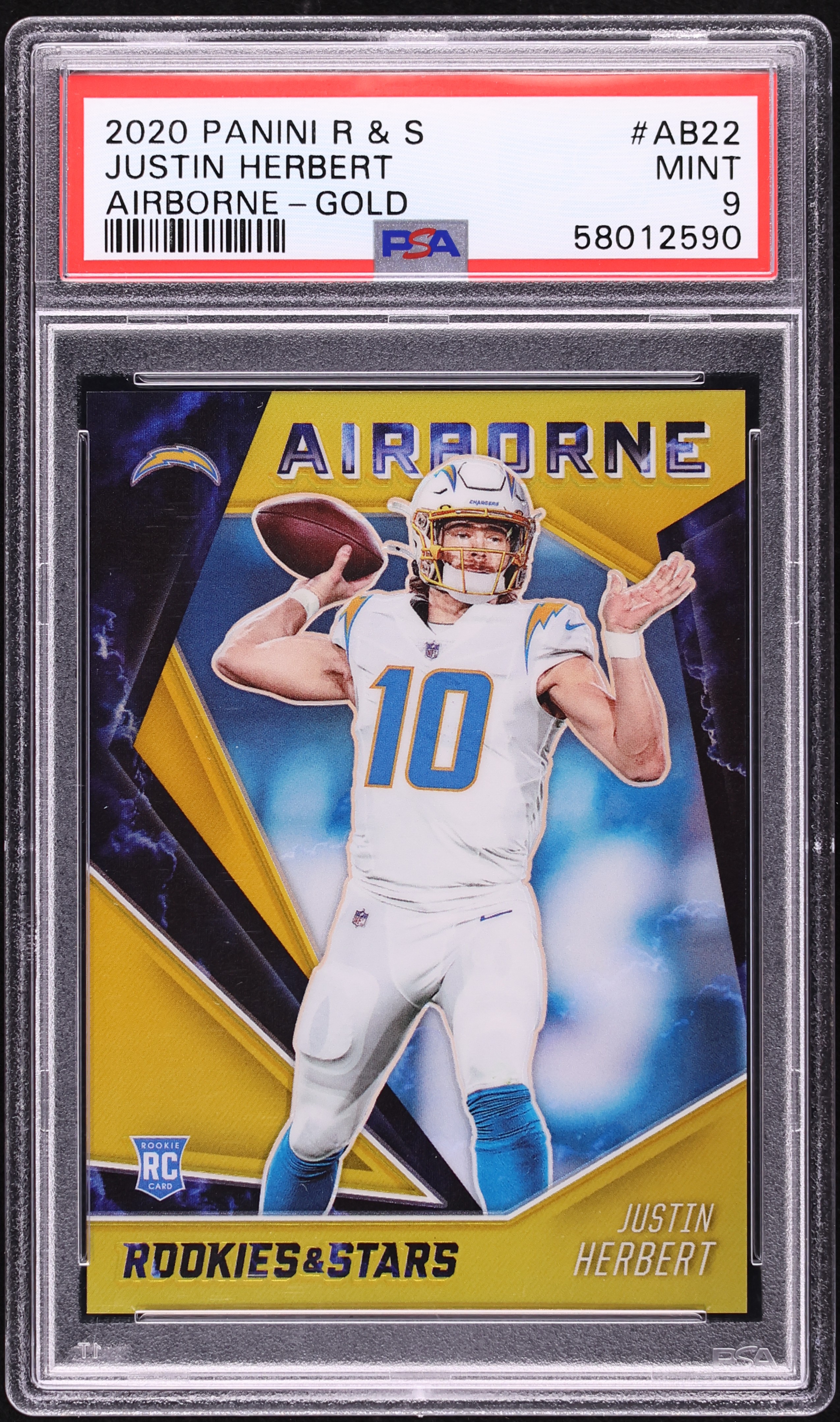 2020 Panini Rookies & Stars Airborne Gold Justin Herbert ROOKIE  display picture 1