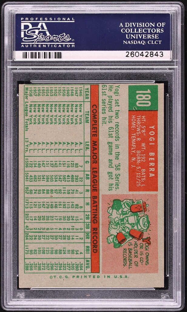 1959 Topps Yogi Berra #180 PSA 6 EXMT