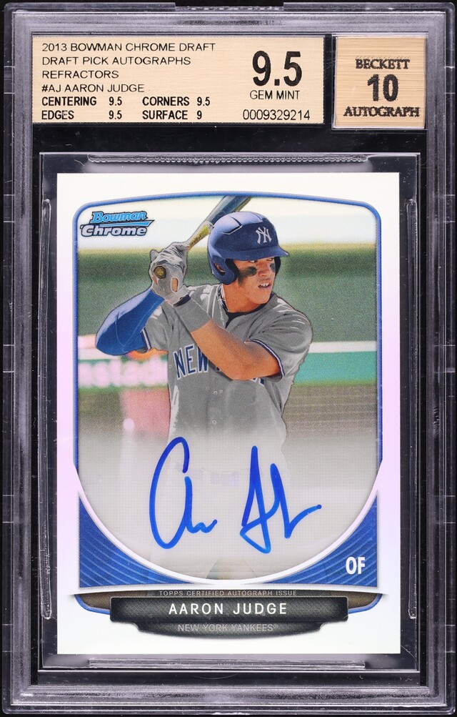 2013 Bowman Chrome Draft Refractor Aaron Judge PROSPECT AUTO #BCA-AJ BGS 9.5 GEM MINT