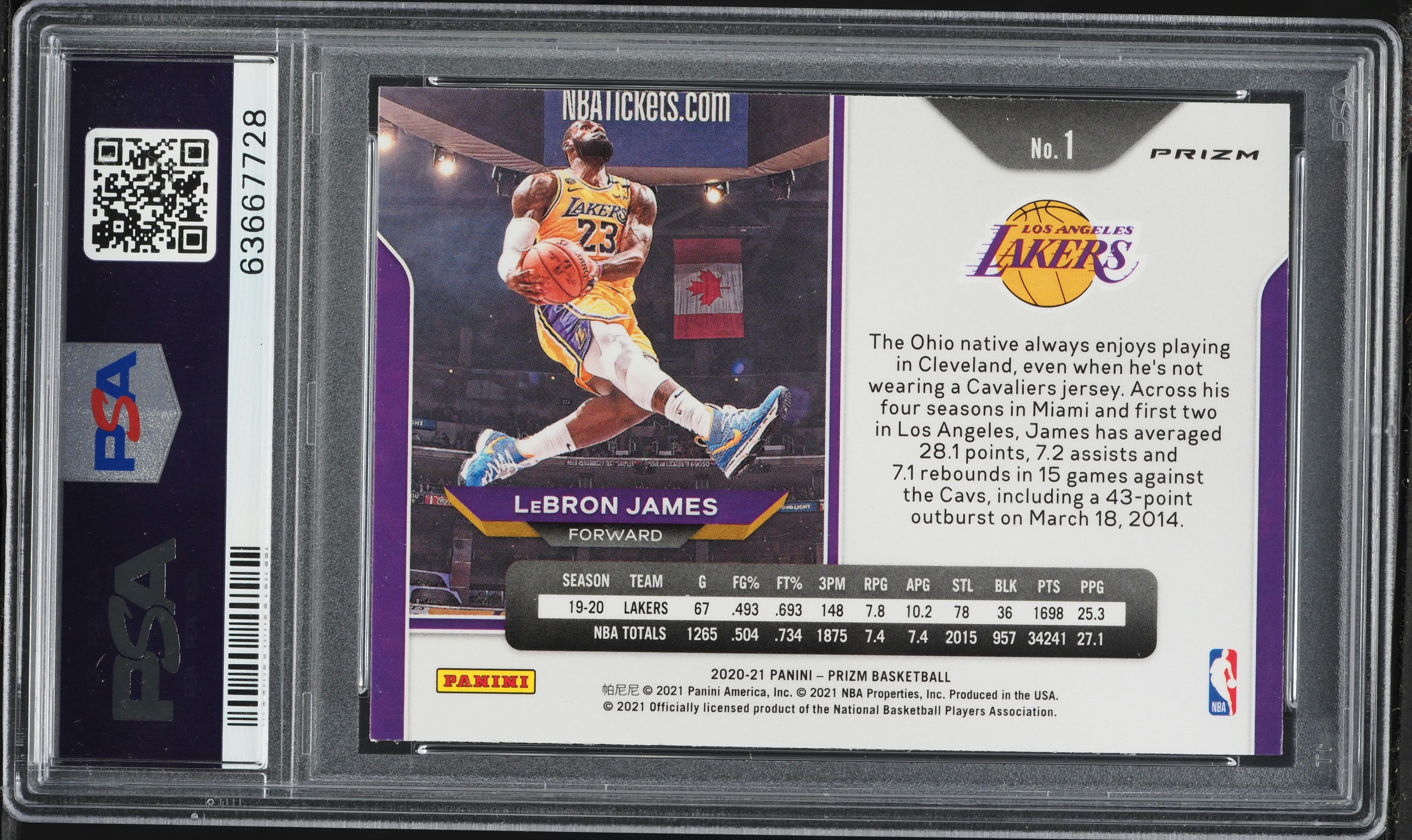 2020 Panini Prizm Red Ice LeBron James #1 PSA 10 GEM MINT on